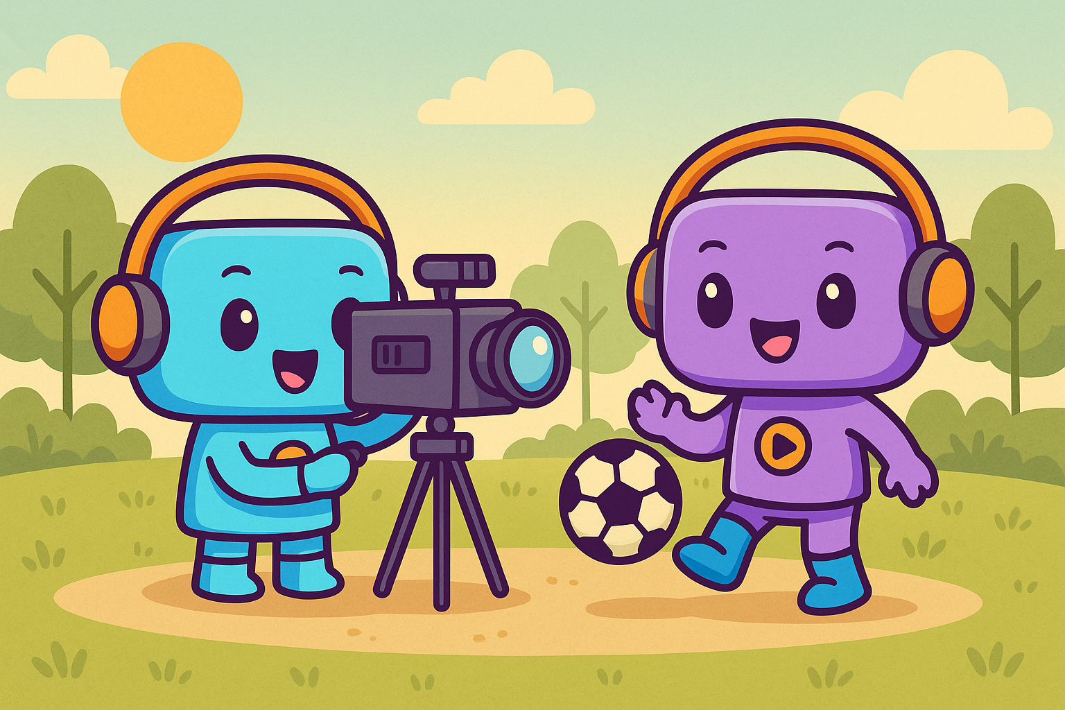 Students recording a sports and activities video with MiniVox